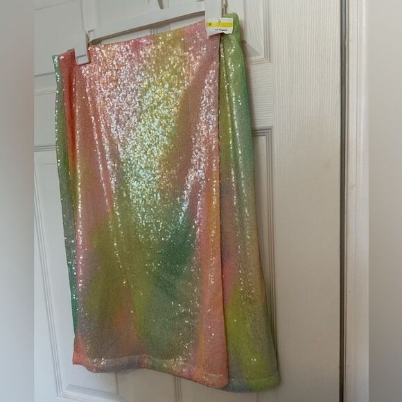 Stine Goya Arwen Multicolor Pastel Ombre Sequin Midi Skirt Size XS - Picture 5 of 5